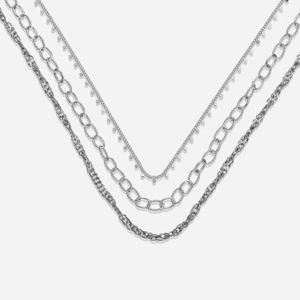 silver layered necklace